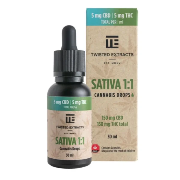 1:1 Tincture Drops | Sativa | 150mg CBD & 150mg THC | Twisted Extracts