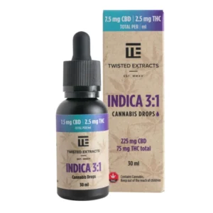 3:1 Tincture Drops | Indica | 225mg CBD & 75mg THC | Twisted Extracts